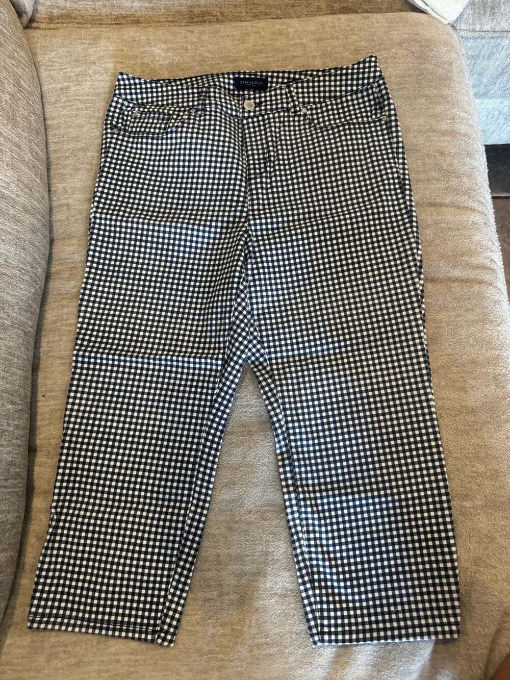Charter Club Bristol Capri Size 12P Black White Gingham Check